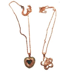 2 rose goldtoned fashion necklaces bundle only
